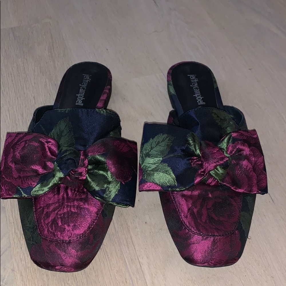 Rose patterned Jeffrey Campbell slides